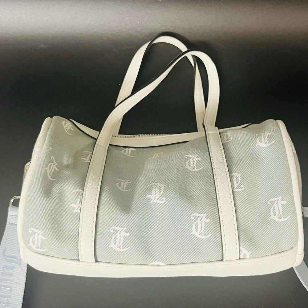 Juicy Couture Denim Logo Queen Of Everything Mini Barrel Bag Crossbody Strap